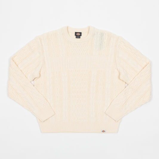 DICKIES Script Cable Knit Sweatshirt in CREAM