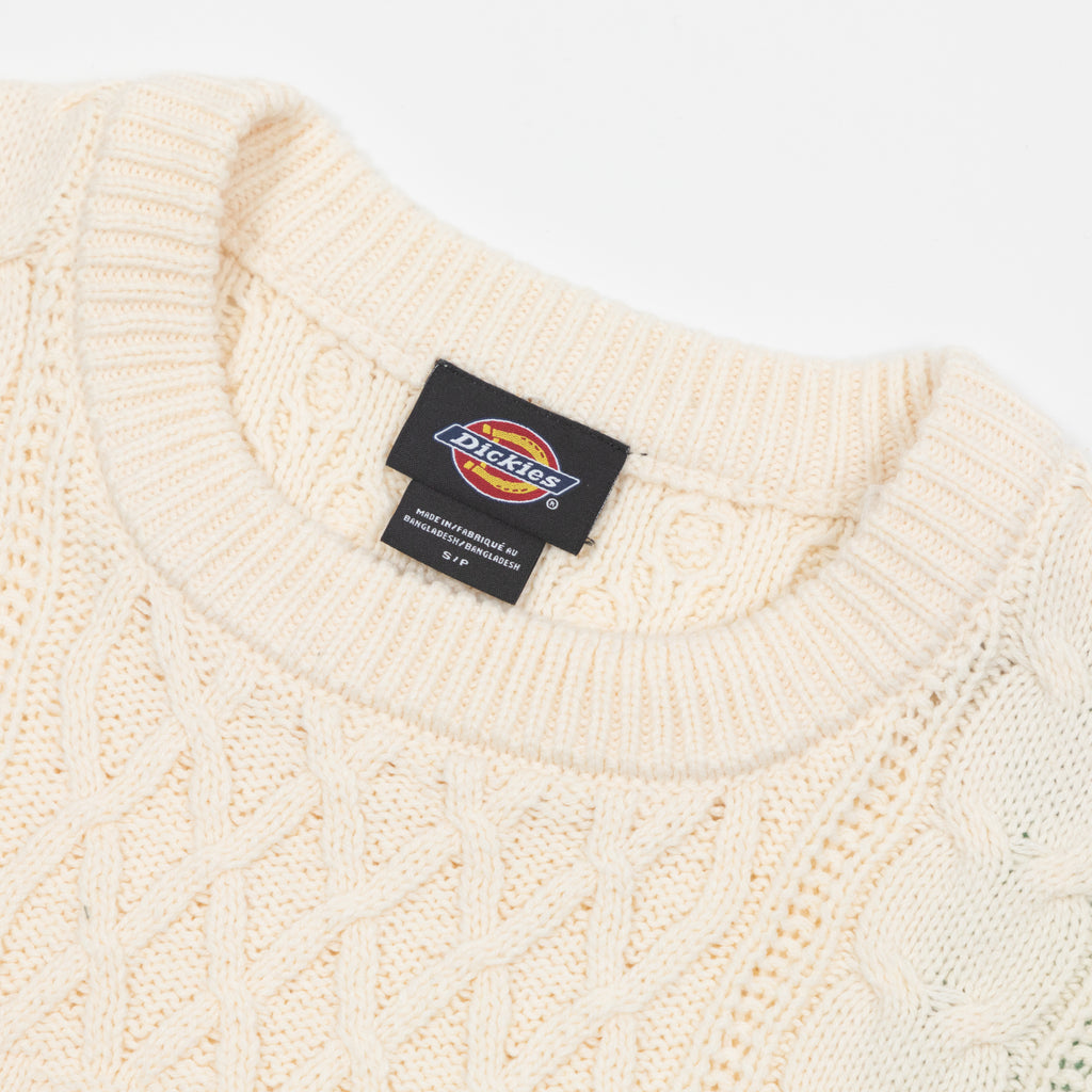 DICKIES Script Cable Knit Sweatshirt in CREAM