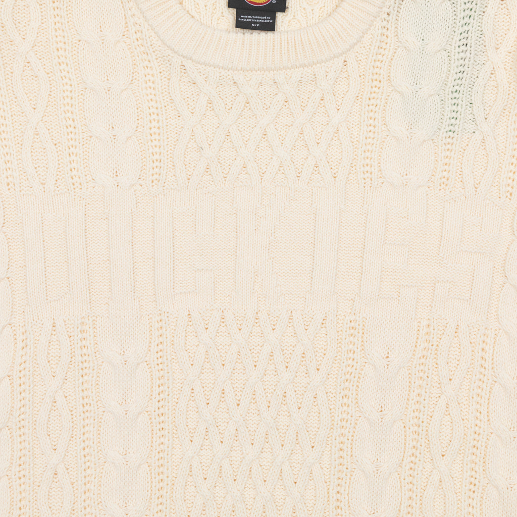 DICKIES Script Cable Knit Sweatshirt in CREAM