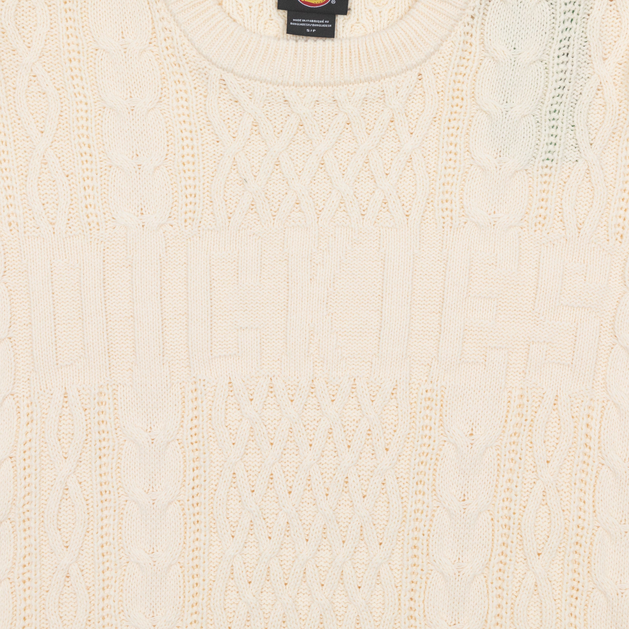 DICKIES Script Cable Knit Sweatshirt in CREAM