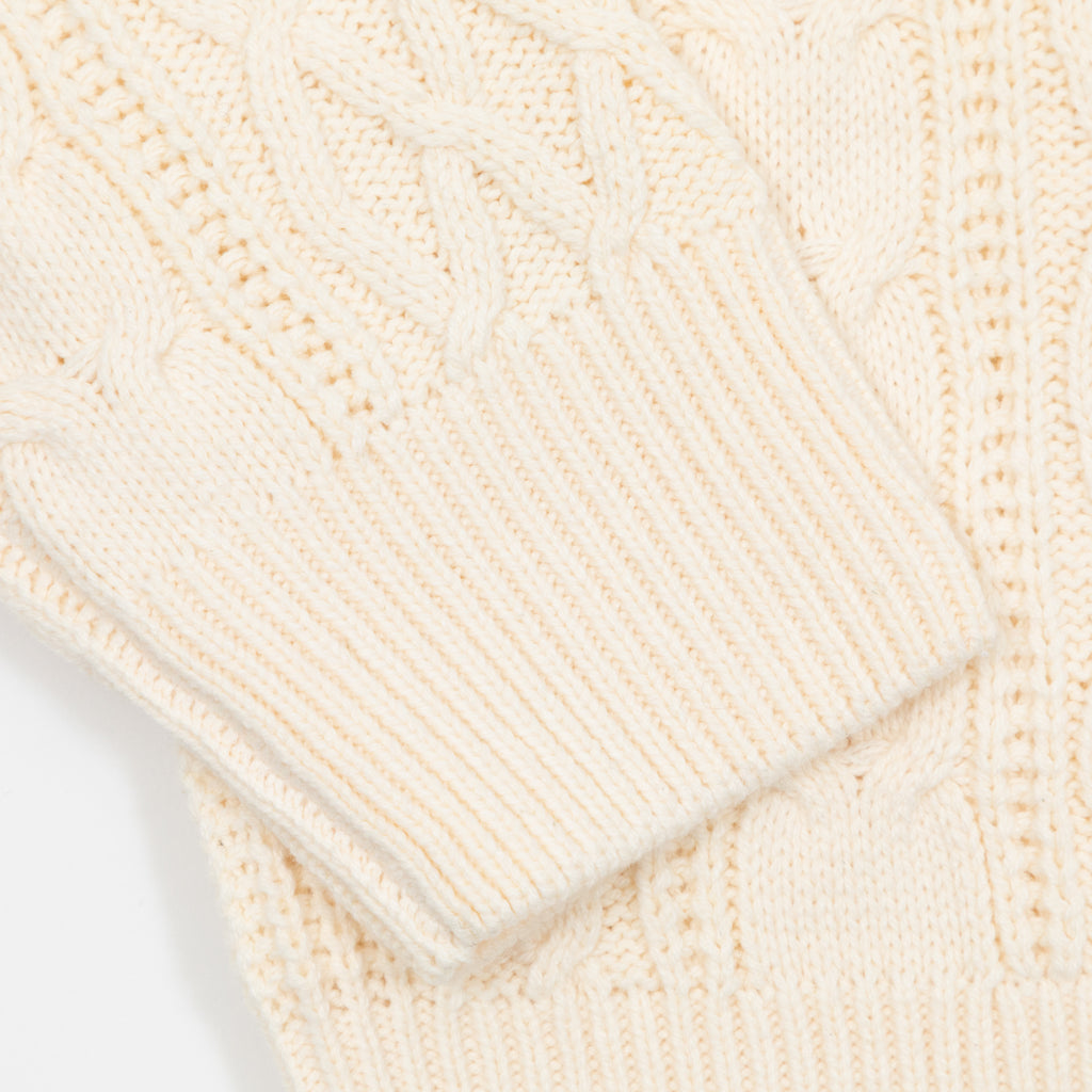 DICKIES Script Cable Knit Sweatshirt in CREAM