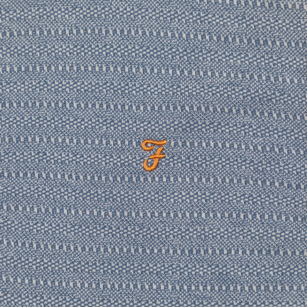 FARAH Sefton Textured Short Sleeve Polo Shirt in Riverbed Blue