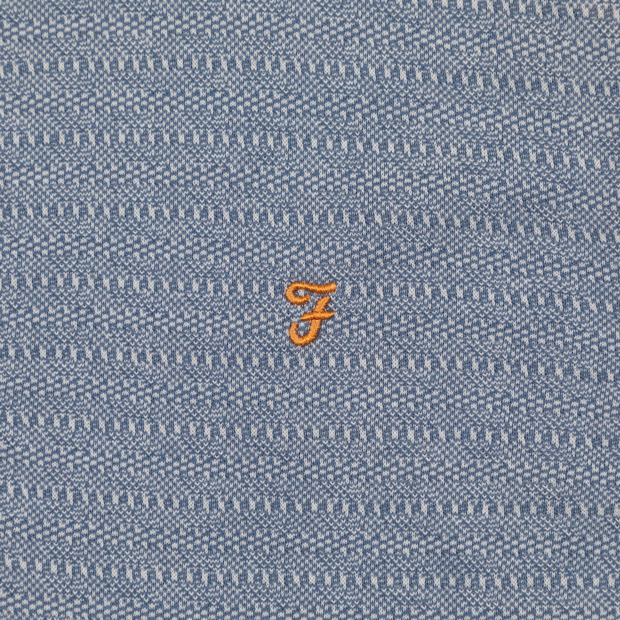 FARAH Sefton Textured Short Sleeve Polo Shirt in Riverbed Blue