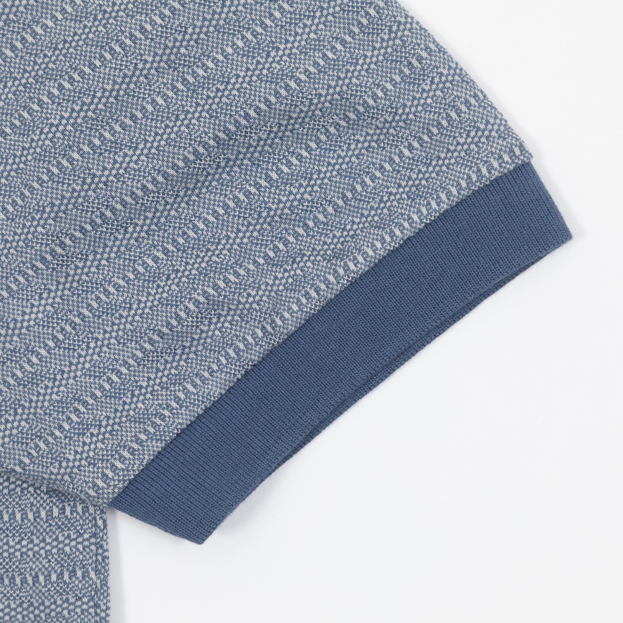 FARAH Sefton Textured Short Sleeve Polo Shirt in Riverbed Blue