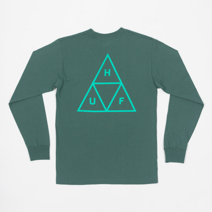 HUF Triple Triangle Logo Long Sleeve T-Shirt in GREEN