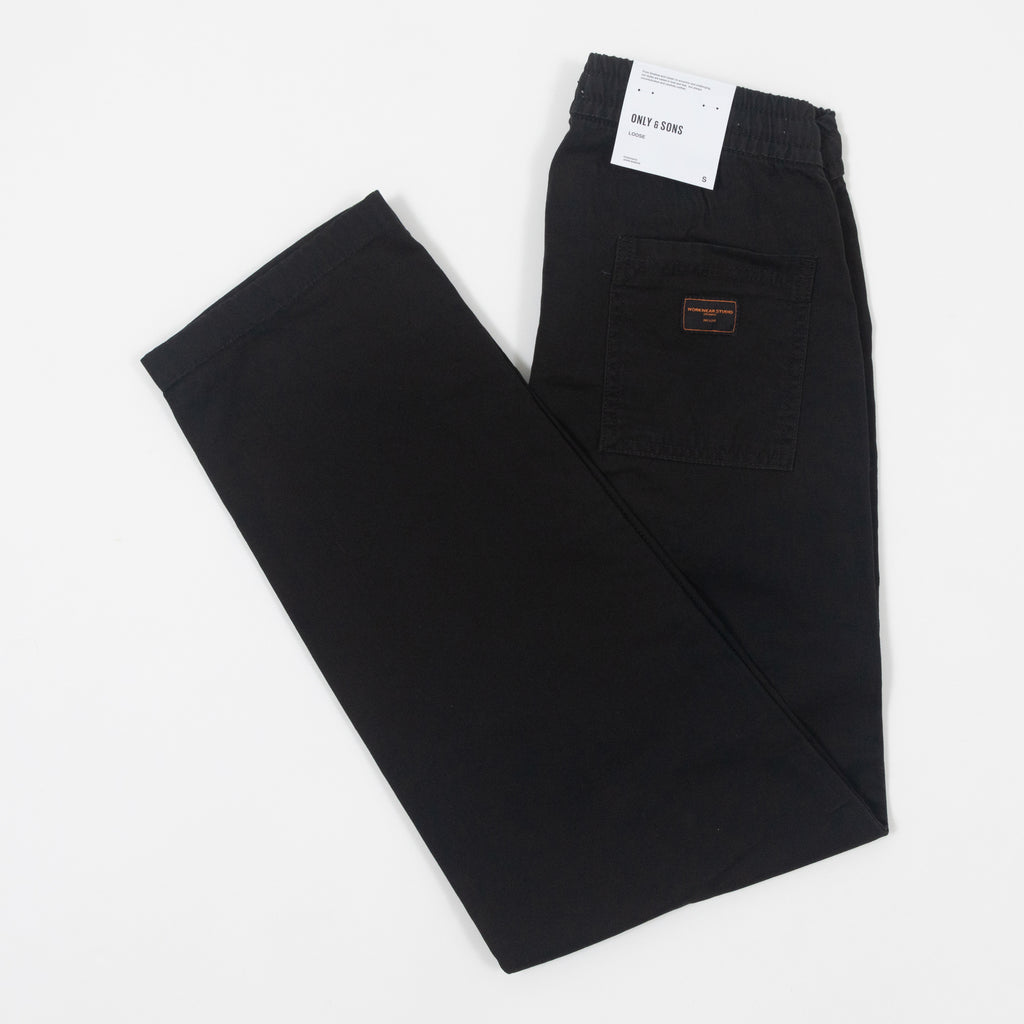 ONLY & SONS Sinus Loose Fit Trousers in BLACK