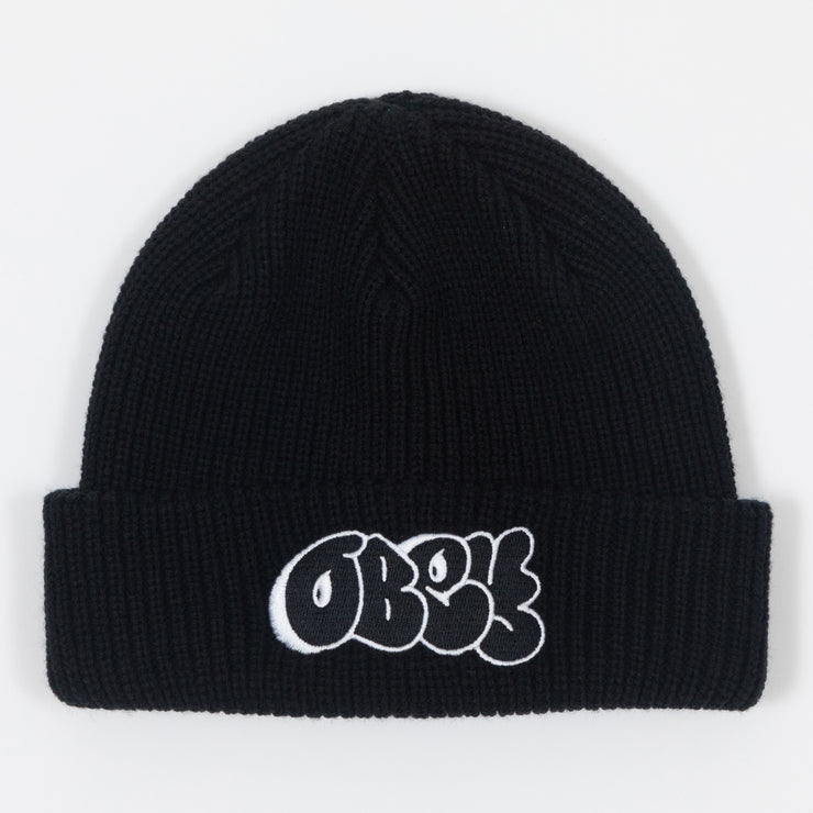 OBEY Slap Knit Beanie in BLACK
