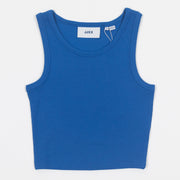 Womens JJXX Sleeveless Rib Crop Top in BLUE