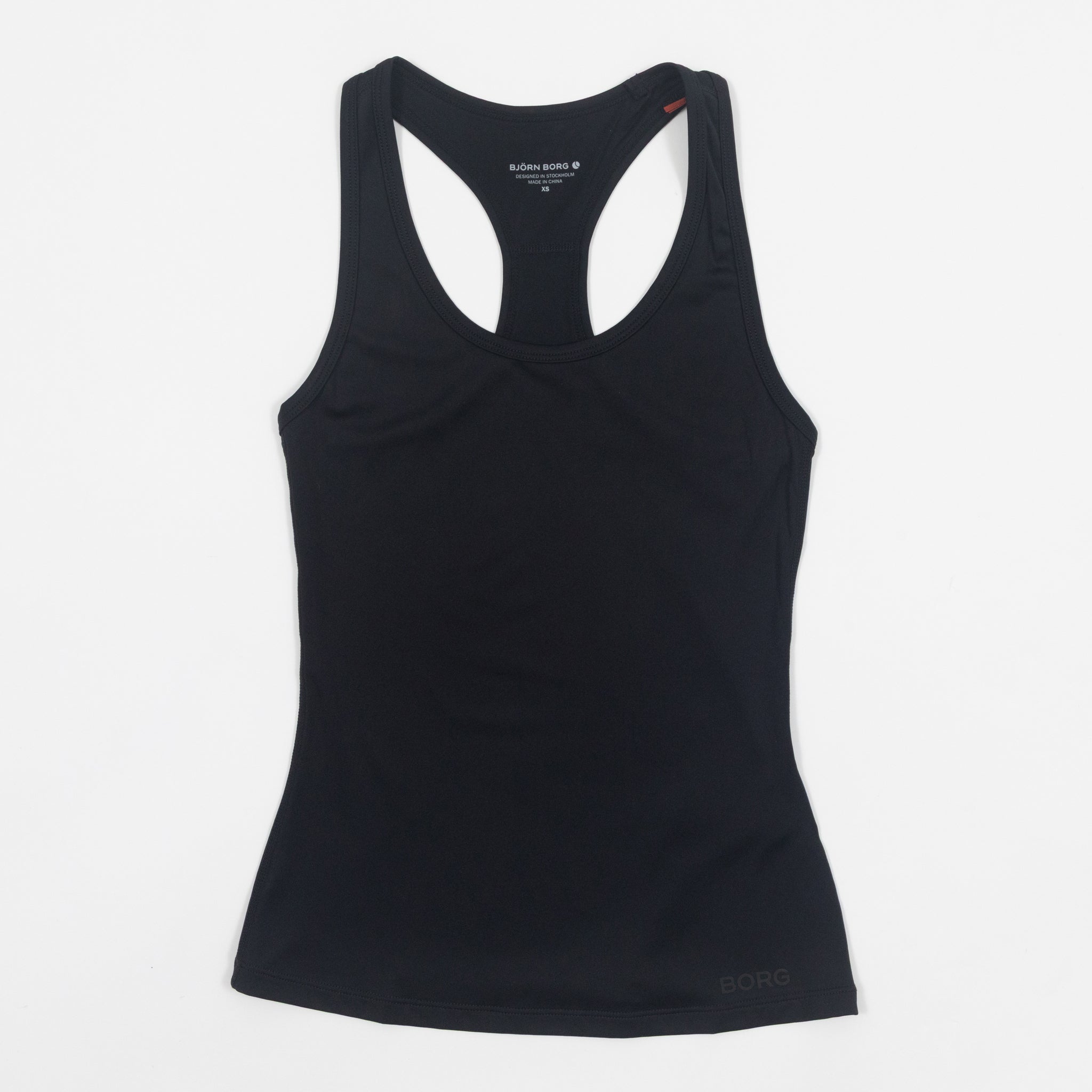 Black sports tank top on a white background