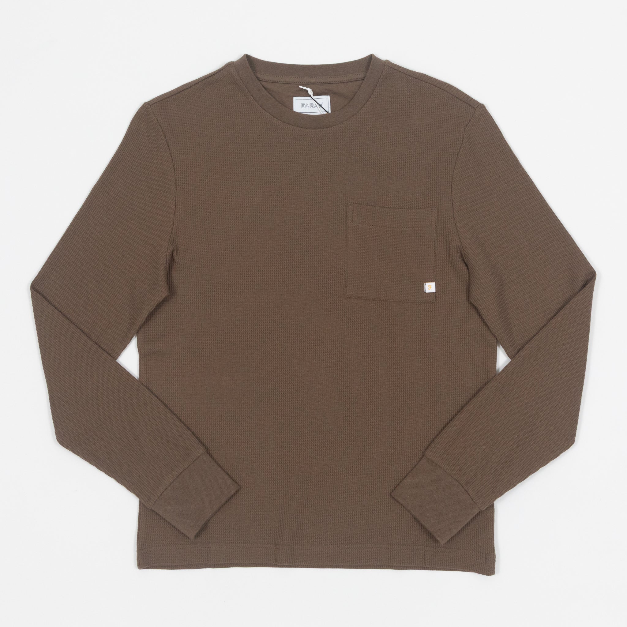 FARAH Spence Long Sleeve T-Shirt in BROWN