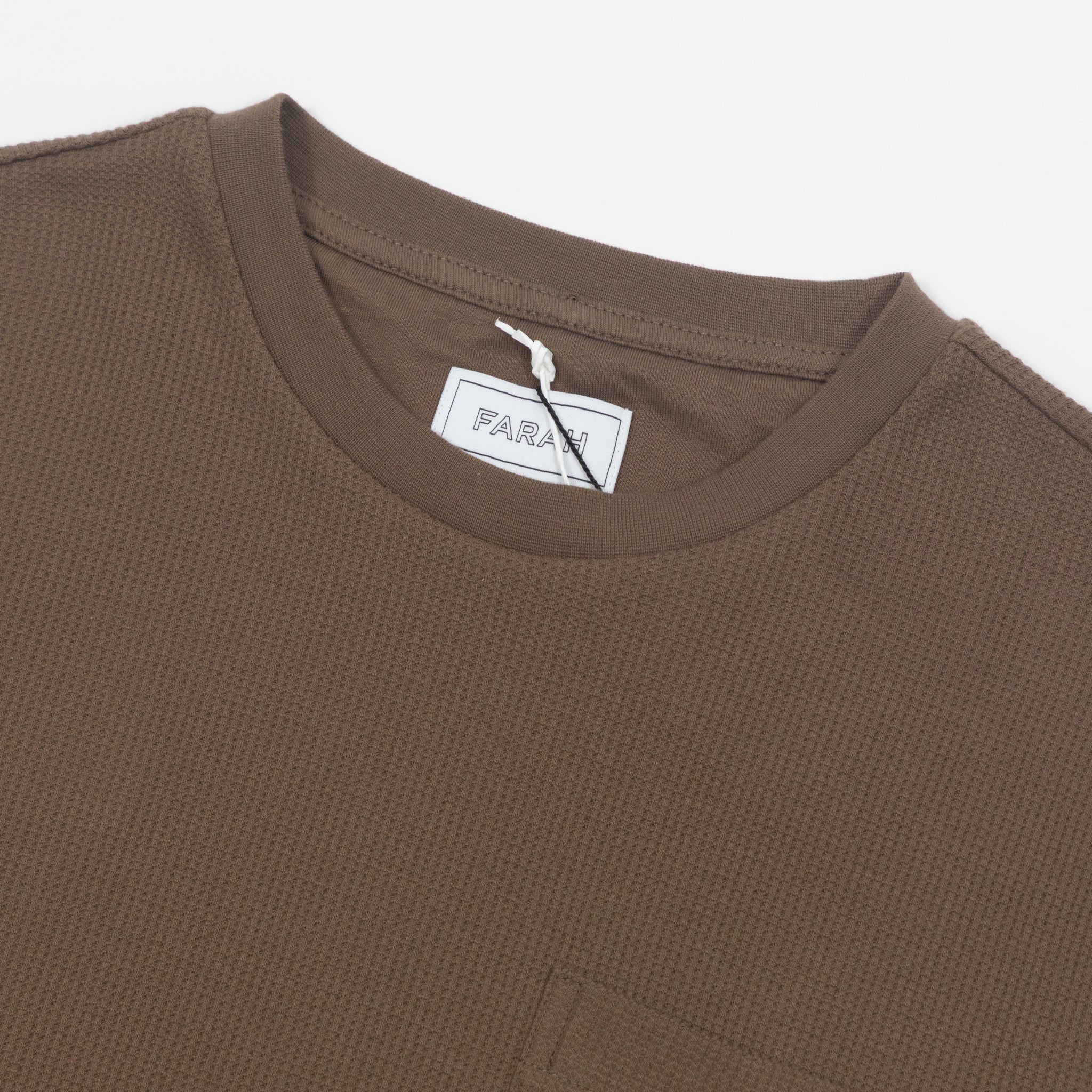 FARAH Spence Long Sleeve T-Shirt in BROWN