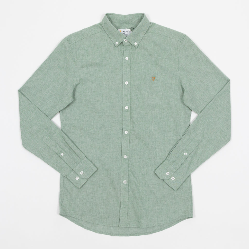 FARAH Steen Long Sleeve Shirt in GREEN MARL