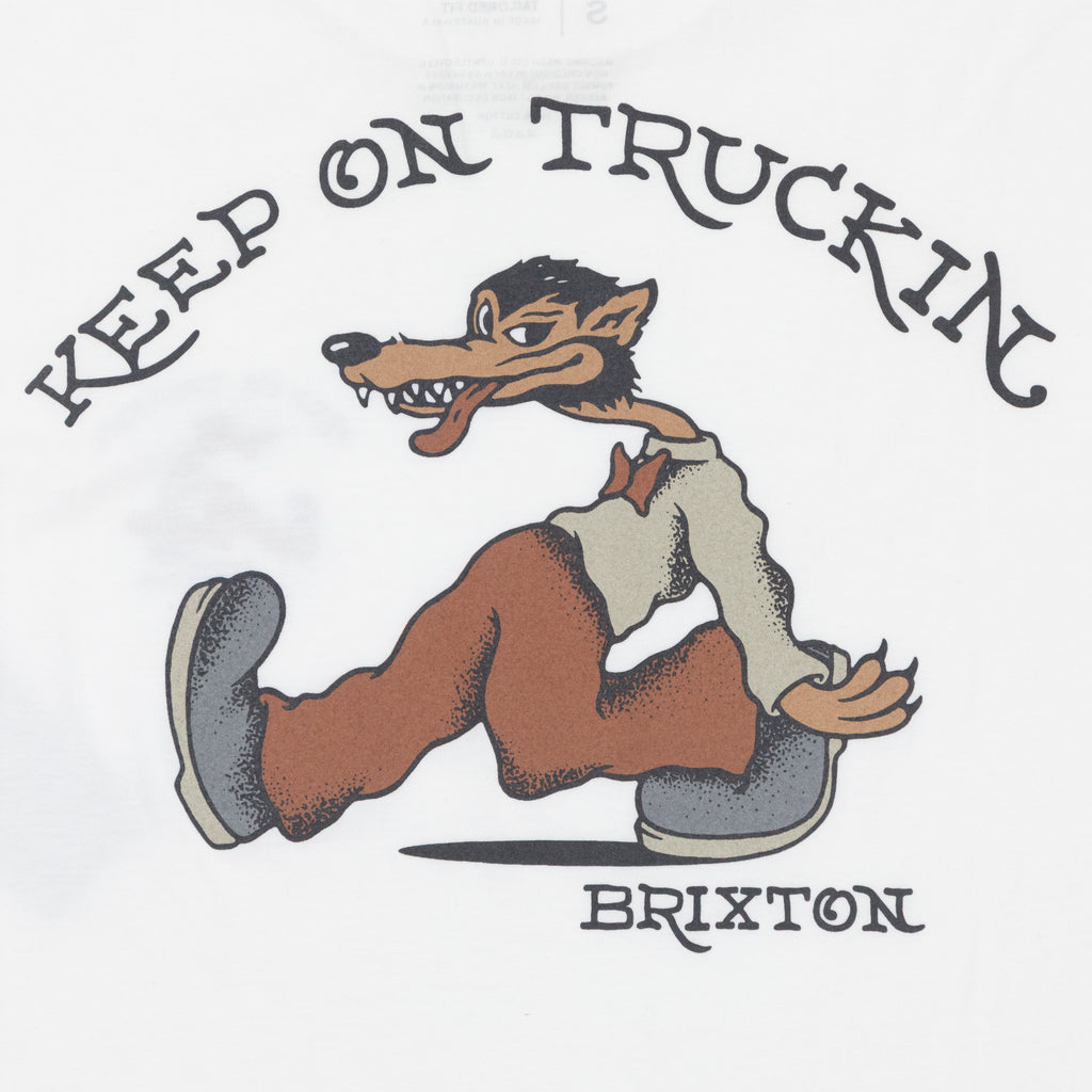 brixton stride white t-shirt back graphic close up