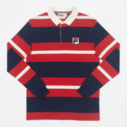 FILA Matteo Striped Rugby Polo Shirt in RED & NAVY