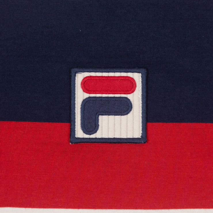 FILA Matteo Striped Rugby Polo Shirt in RED & NAVY