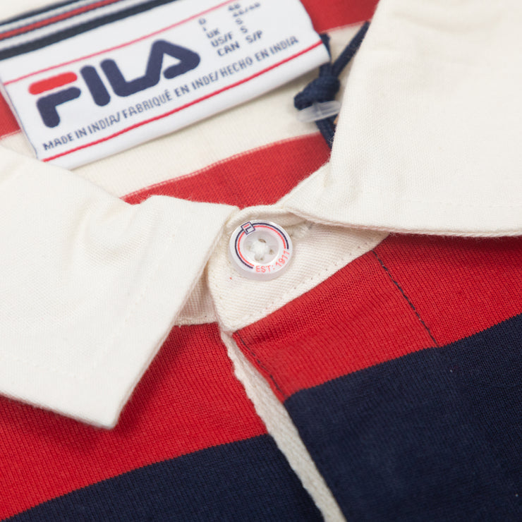 FILA Matteo Striped Rugby Polo Shirt in RED & NAVY