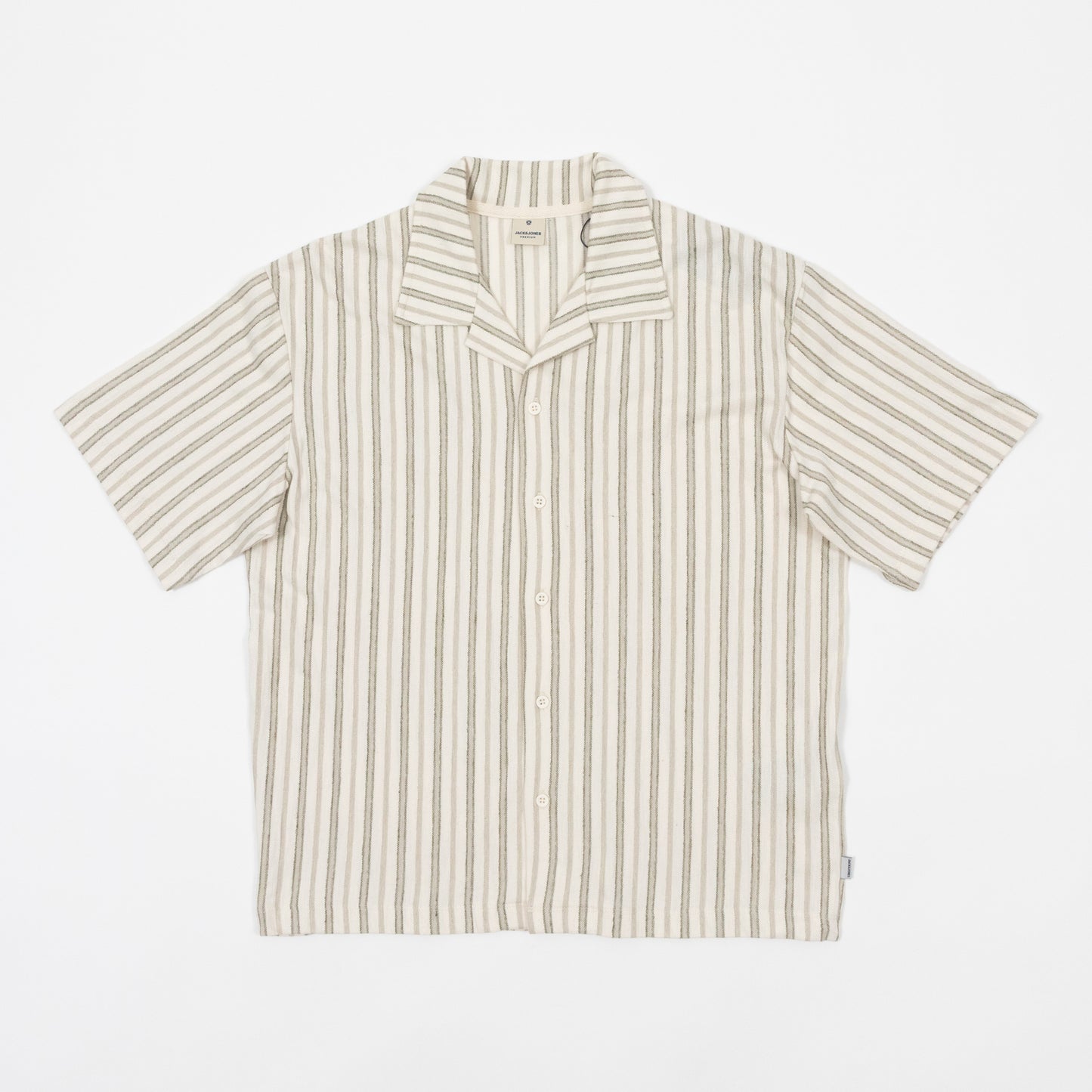 JACK & JONES Short Sleeve Shirt in GREEN STRIPE