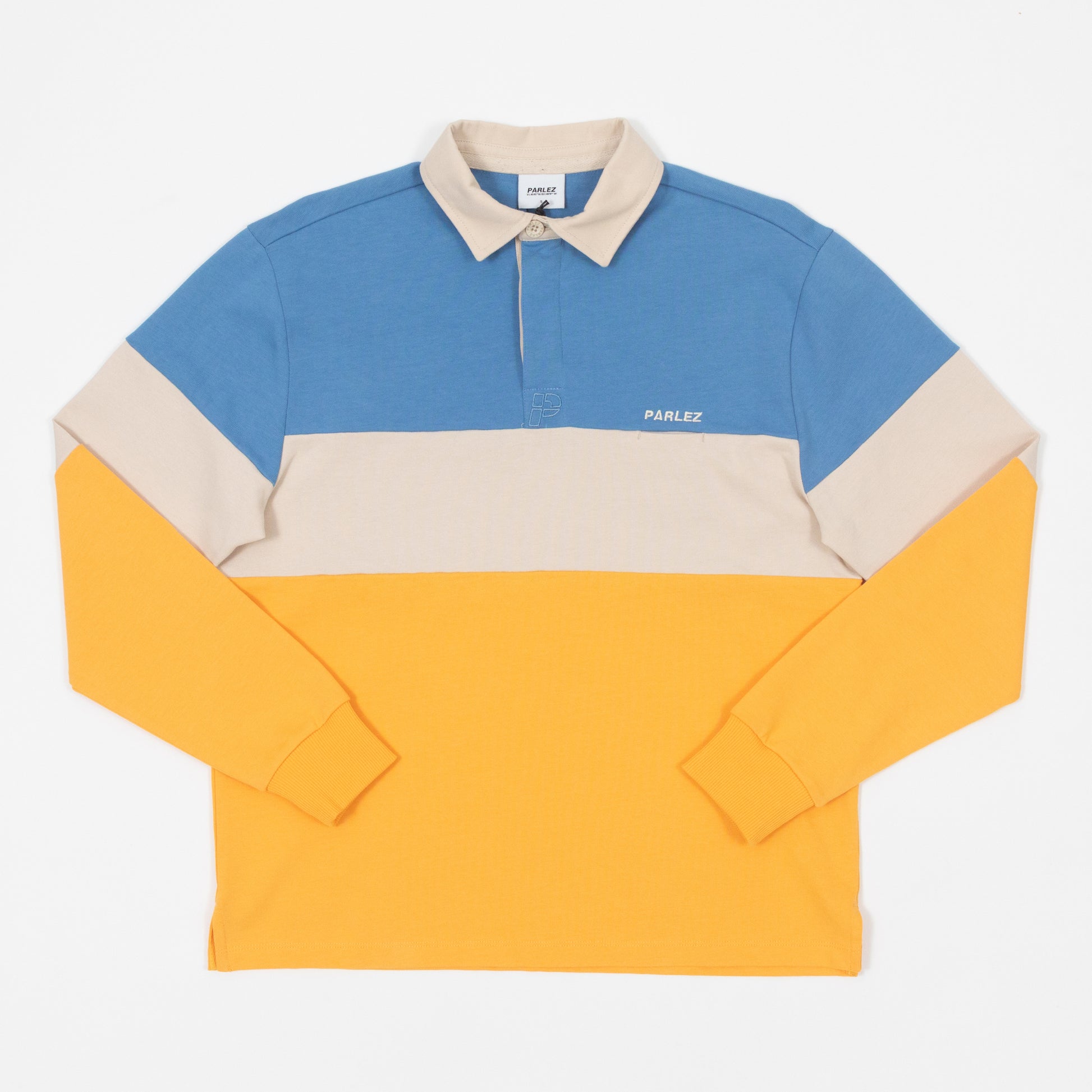 parlez strive colourblock rugby shirt front view