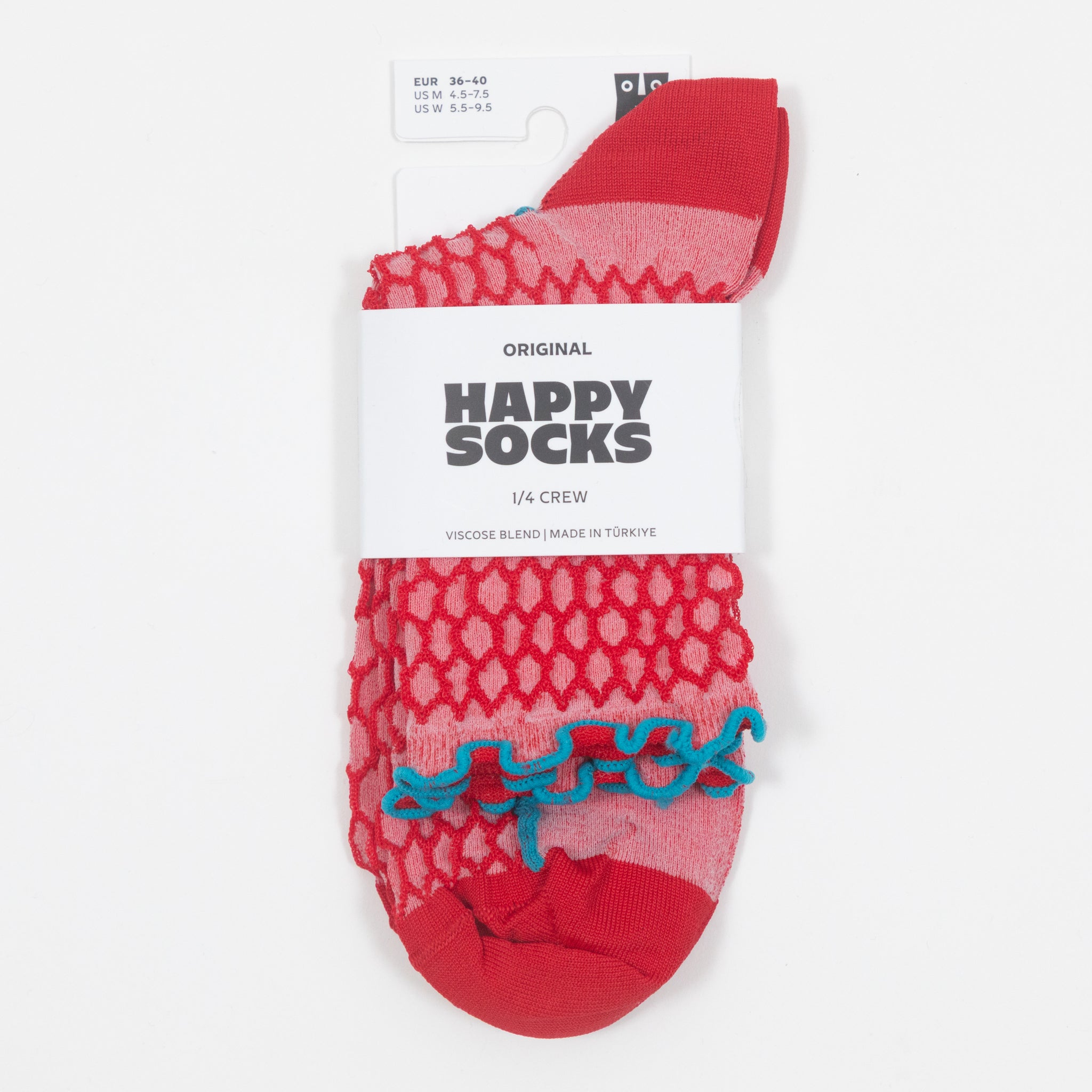 HAPPY SOCKS Structure Slinky Mini Crew Socks in RED