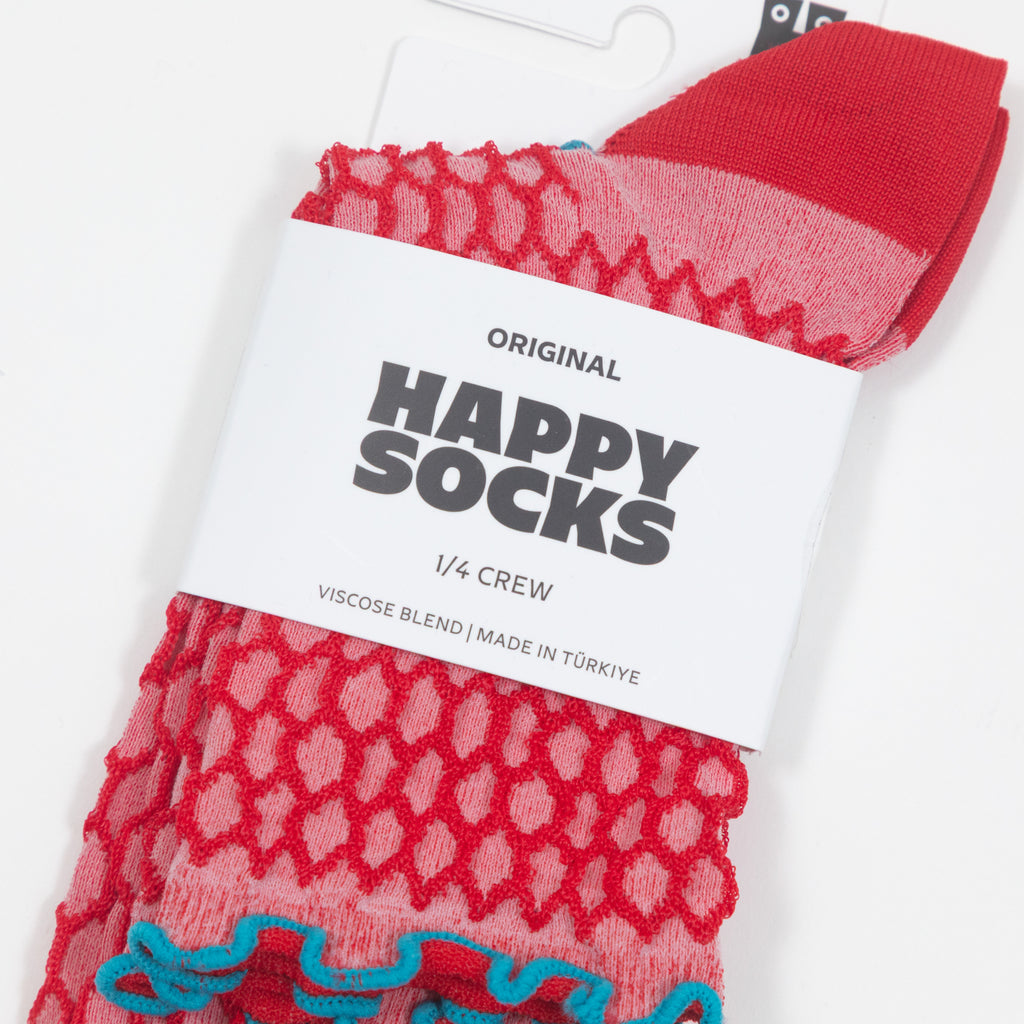 HAPPY SOCKS Structure Slinky Mini Crew Socks in RED