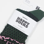 HAPPY SOCKS Structure Slinky Qtr Crew Socks in GREEN