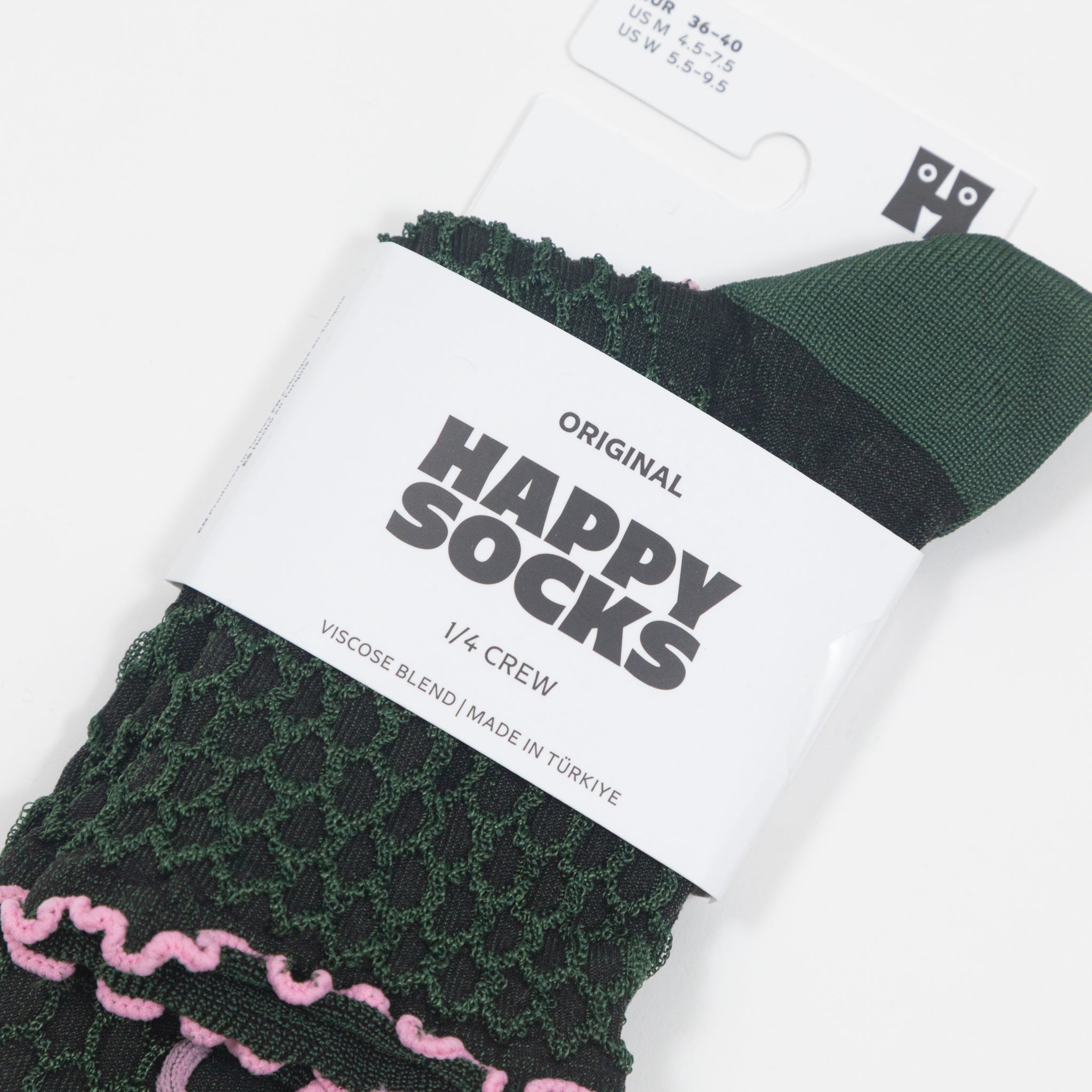 HAPPY SOCKS Structure Slinky Qtr Crew Socks in GREEN