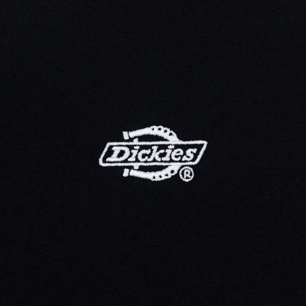 Dickies logo on a black t-shirt