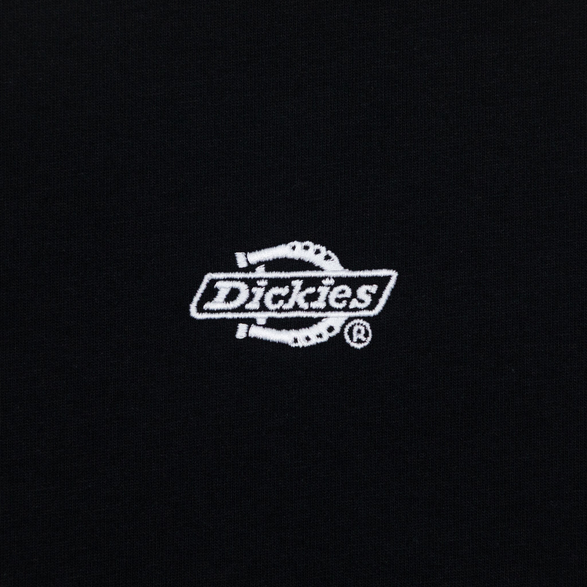 Dickies logo on a black t-shirt