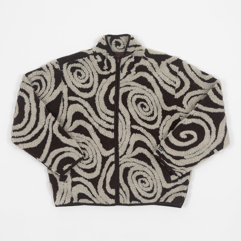 Womens OBEY Swirls Jacquard Zip Jacket in BROWN