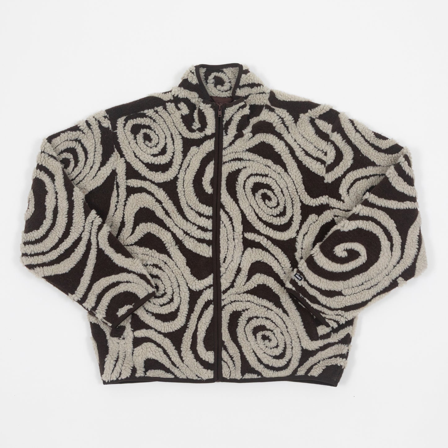 Womens OBEY Swirls Jacquard Zip Jacket in BROWN