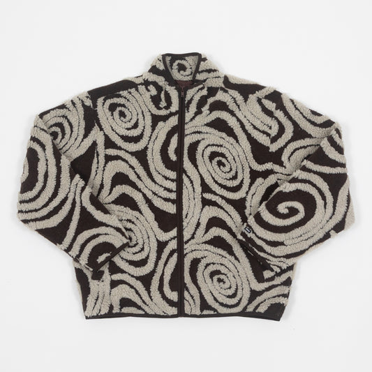 Womens OBEY Swirls Jacquard Zip Jacket in BROWN