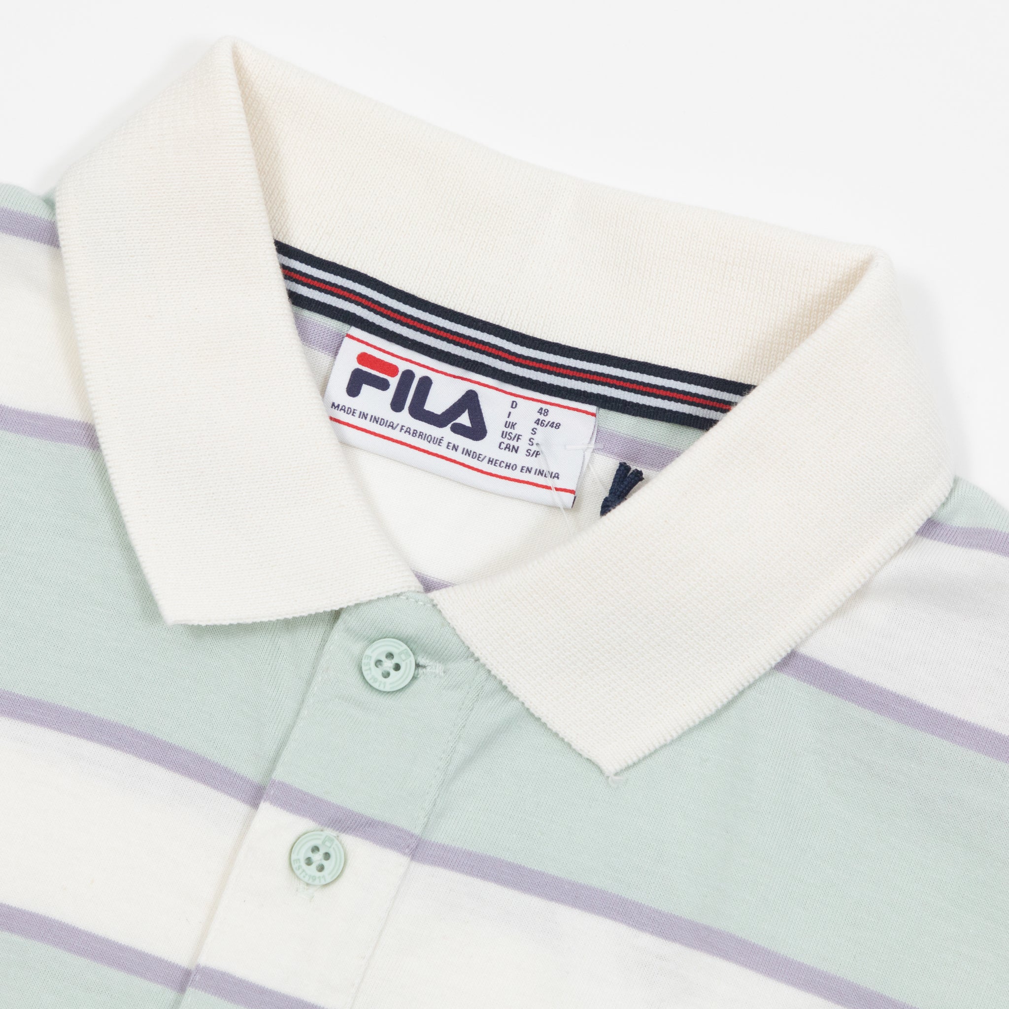 FILA Tarn Dye Stripe Polo in GREEN, WHITE & PURPLE