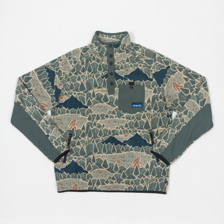 KAVU Teannaway Sasquatch Fleece Pullover in GREEN & BEIGE