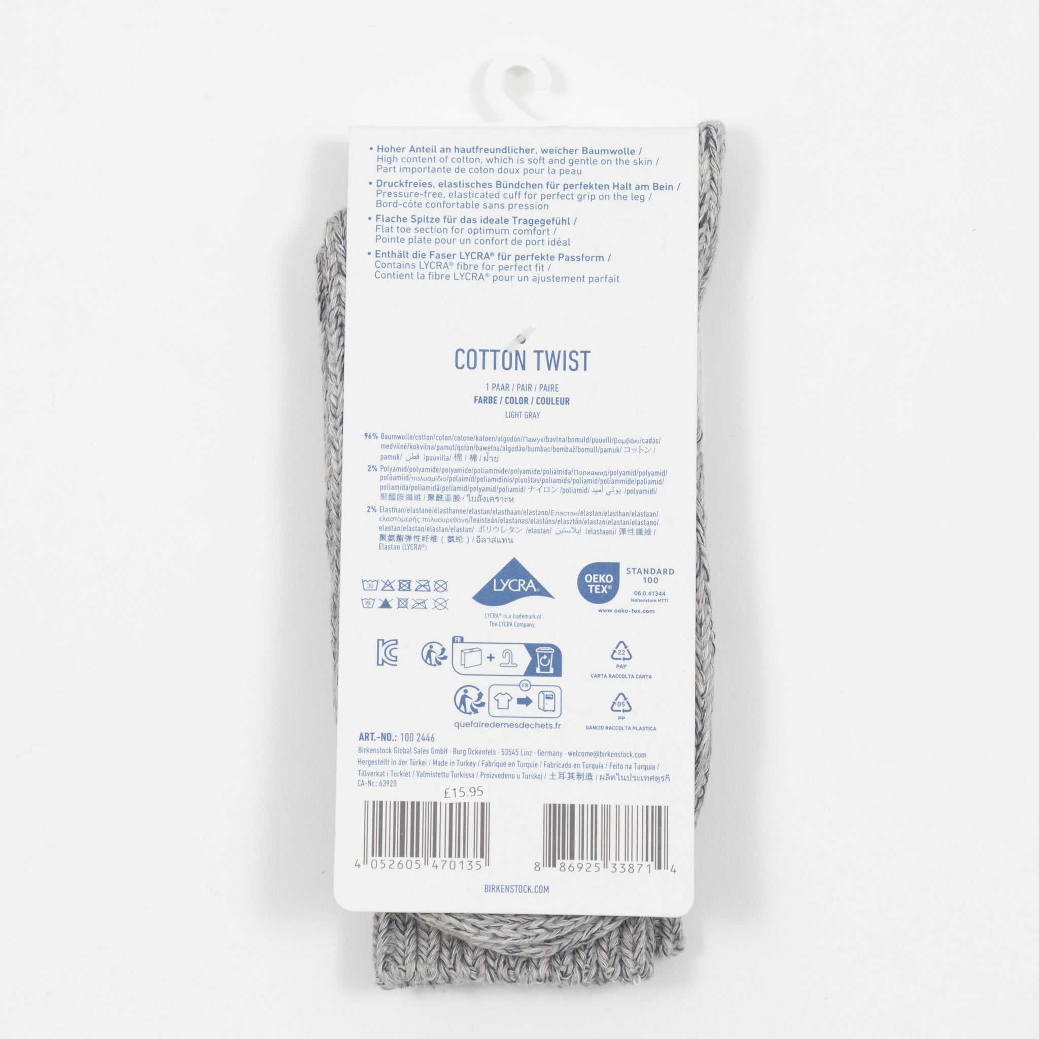 Womens BIRKENSTOCK Twist Thick Socks in LIGHT GRAY