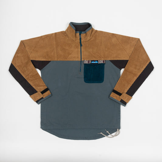 KAVU Throwshirt Flex Corduroy Fleece in YELLOW & BLUE