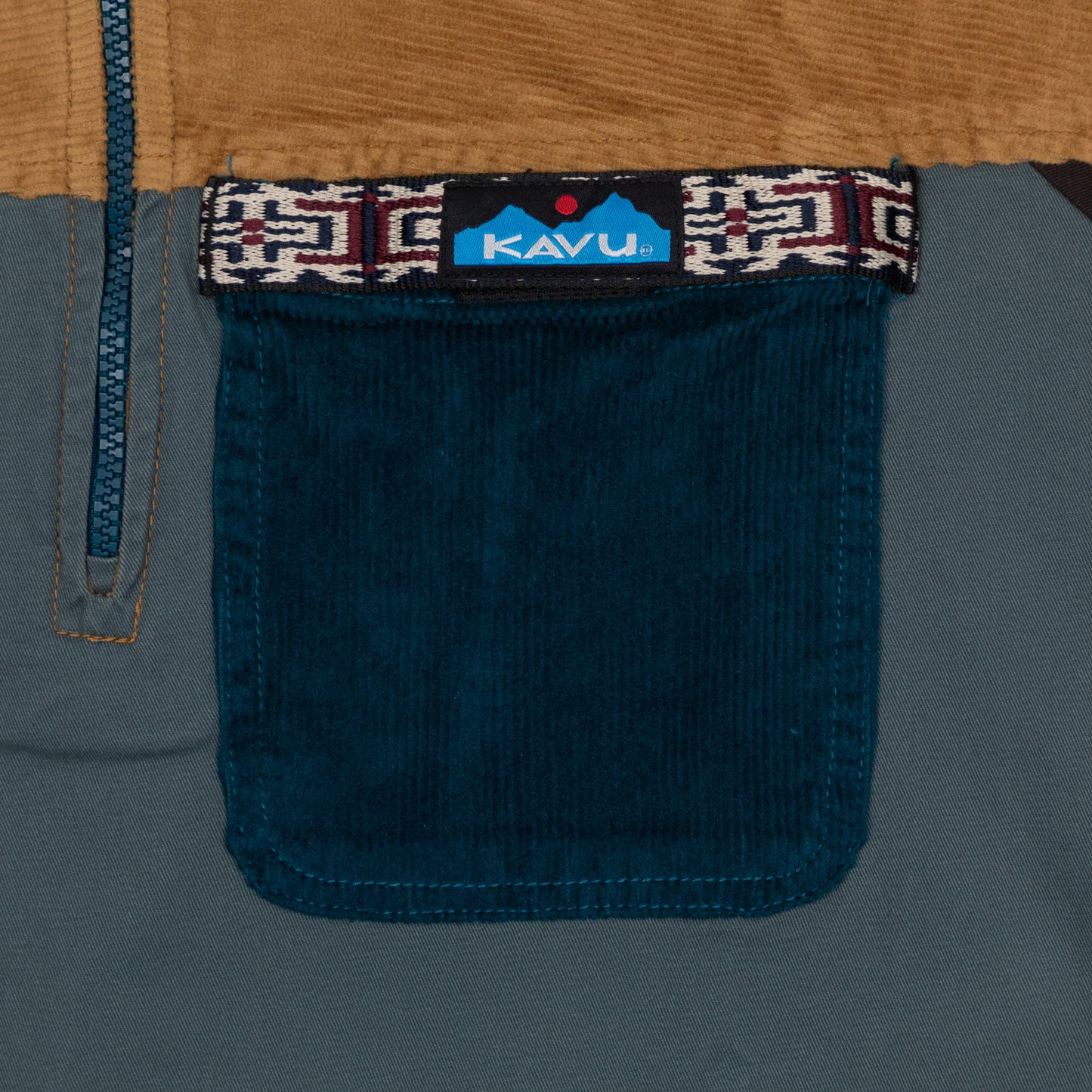 KAVU Throwshirt Flex Corduroy Fleece in YELLOW & BLUE