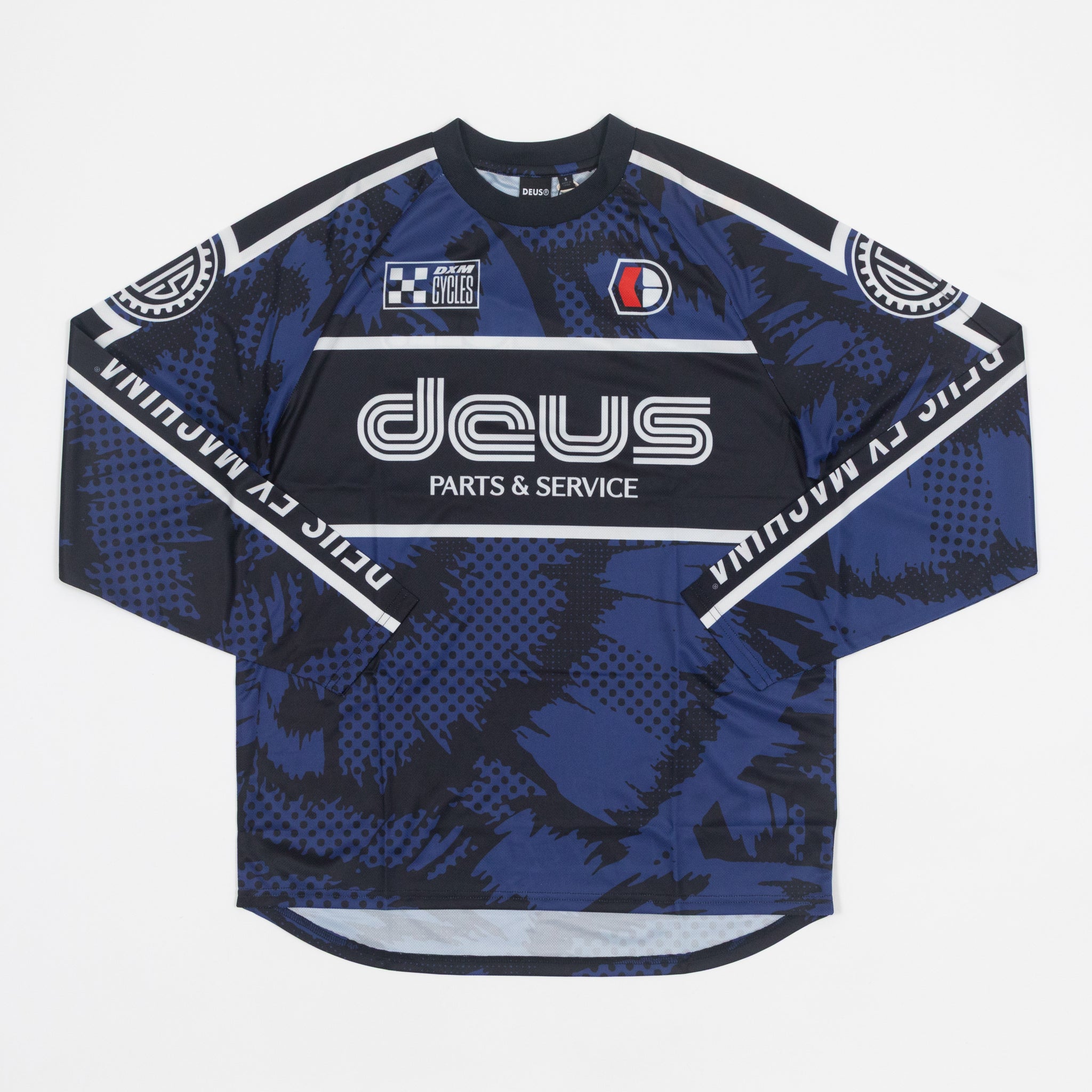 DEUS EX MACHINA Tillment Moto Jersey in BLUE & BLACK