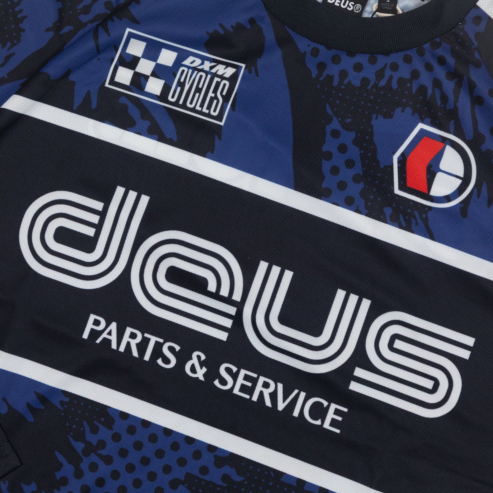 DEUS EX MACHINA Tillment Moto Jersey in BLUE & BLACK