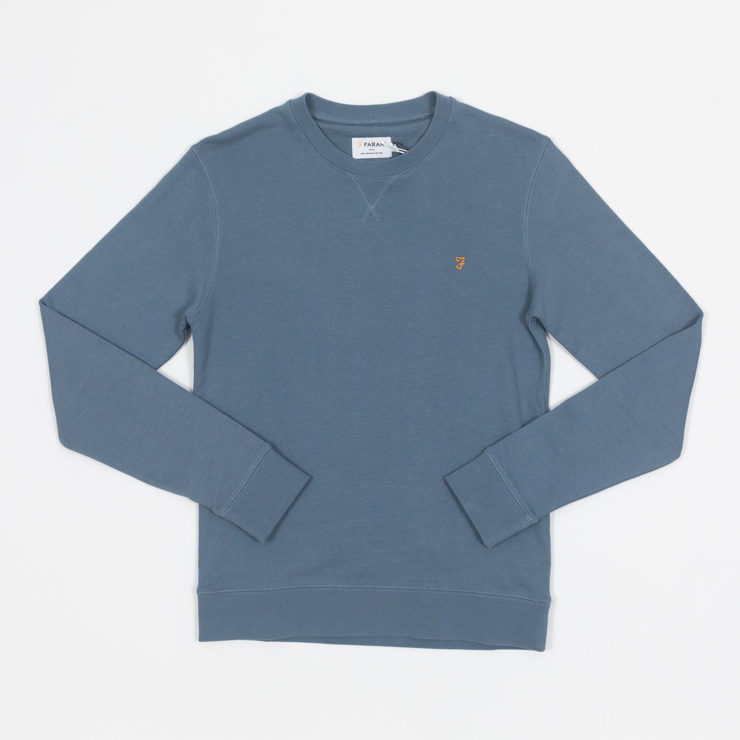 FARAH Tim Crew Sweatshirt in CHALK BLUE
