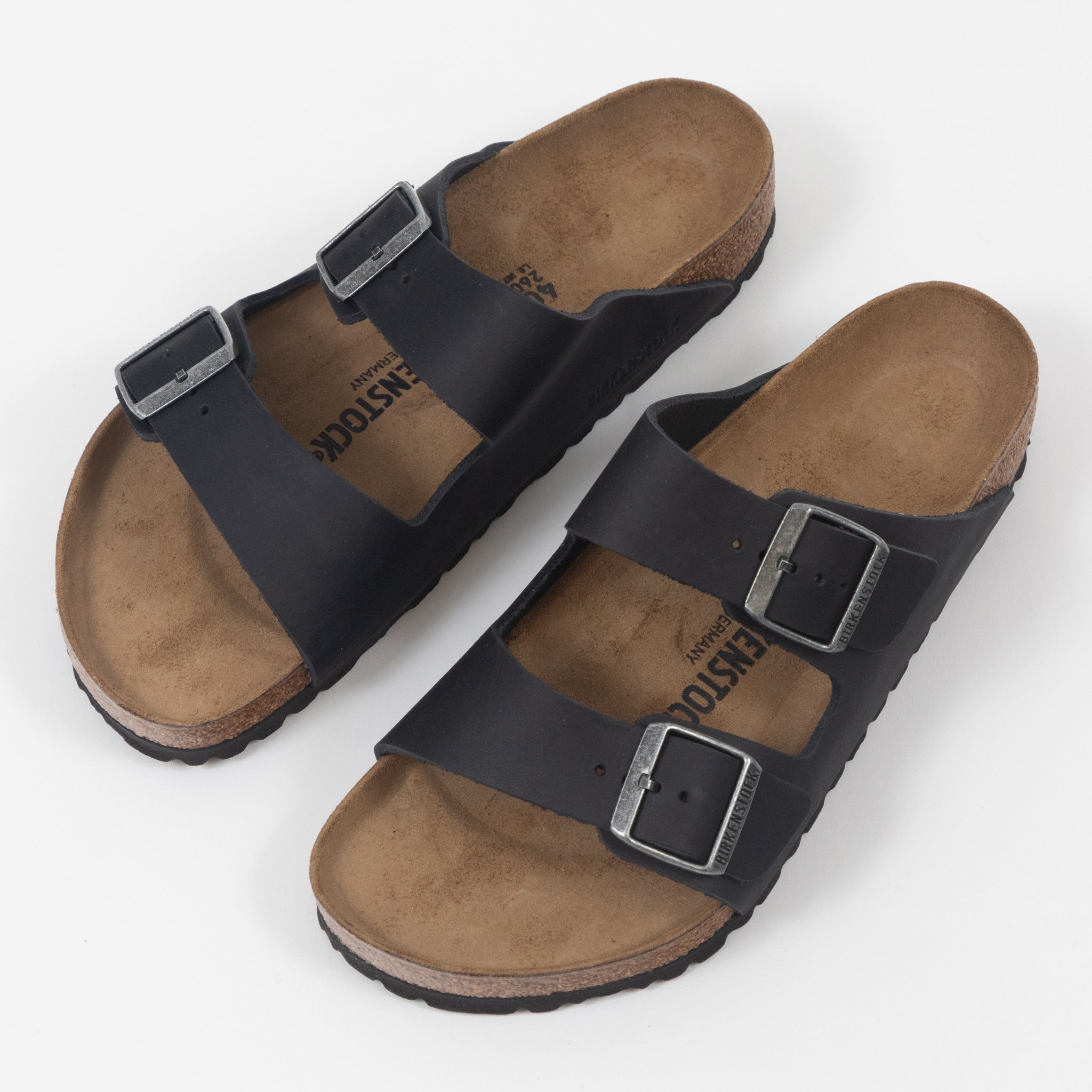 BIRKENSTOCK Arizona Oiled Leather Sandals in BLACK