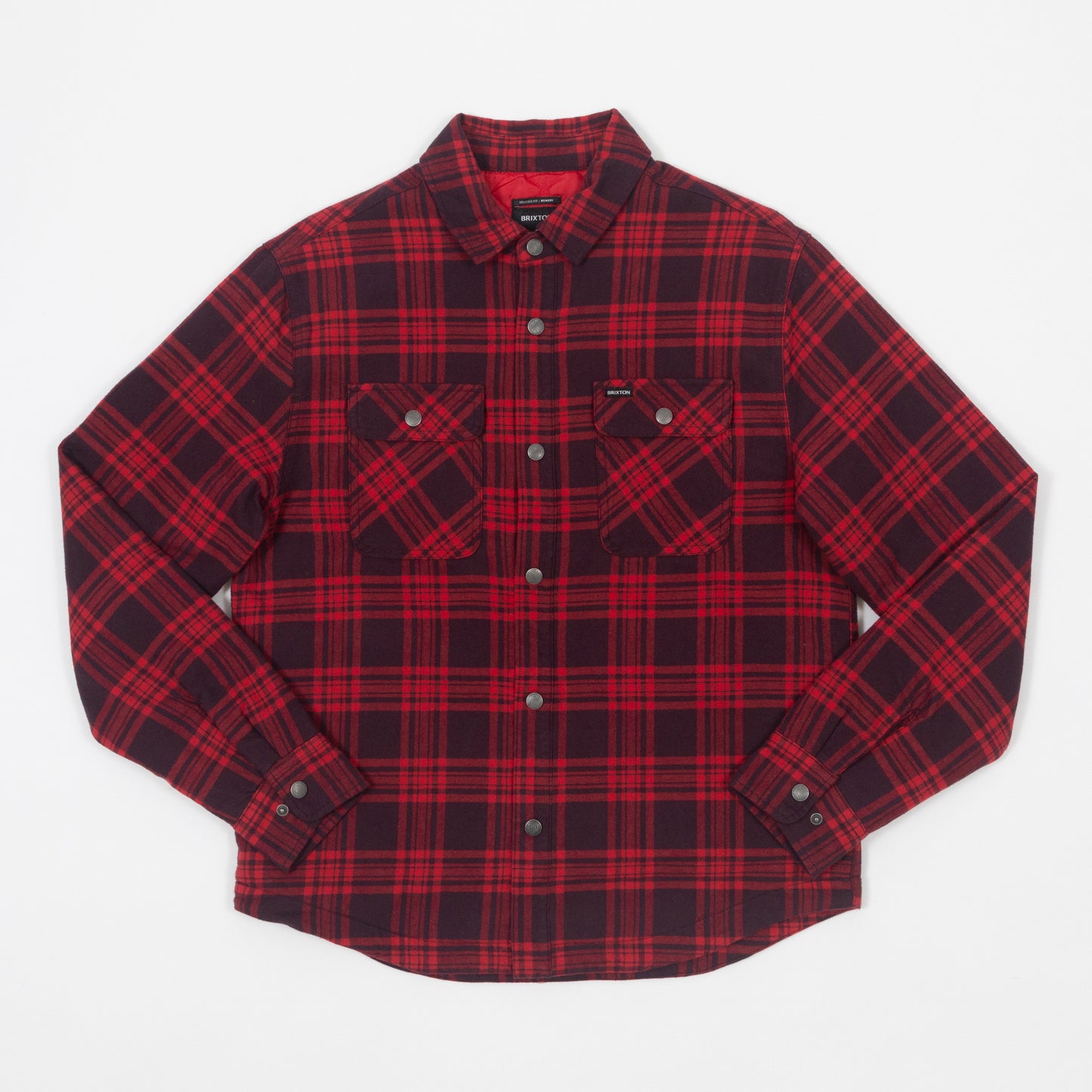 BRIXTON Bowery Quilted Overshirt in RED & BLACK