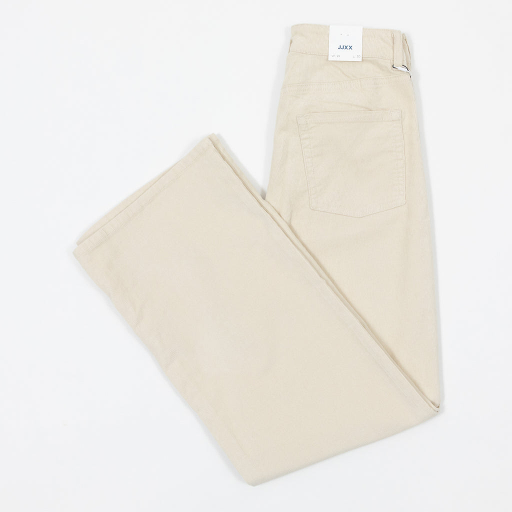 Womens JJXX Zoe Gelly Corduroy Wide Trousers in CREAM