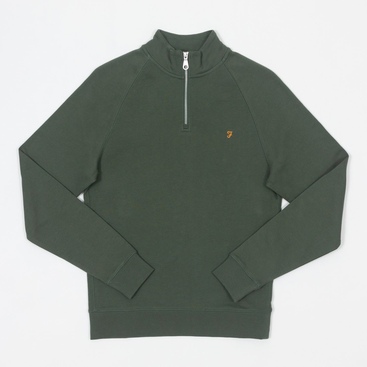 FARAH Jim Quarter Zip Sweatshirt in GREEN