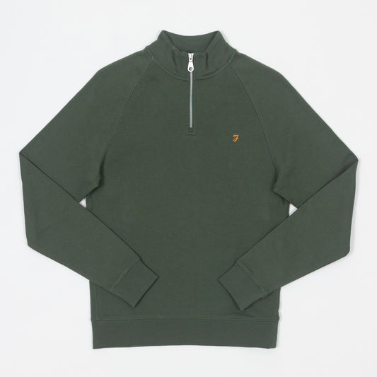 FARAH Jim Quarter Zip Sweatshirt in GREEN