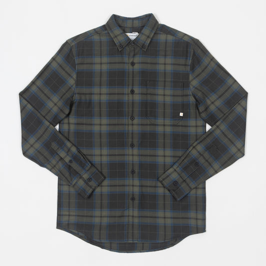 FARAH Marcelo Long Sleeve Check Shirt in GREEN & NAVY