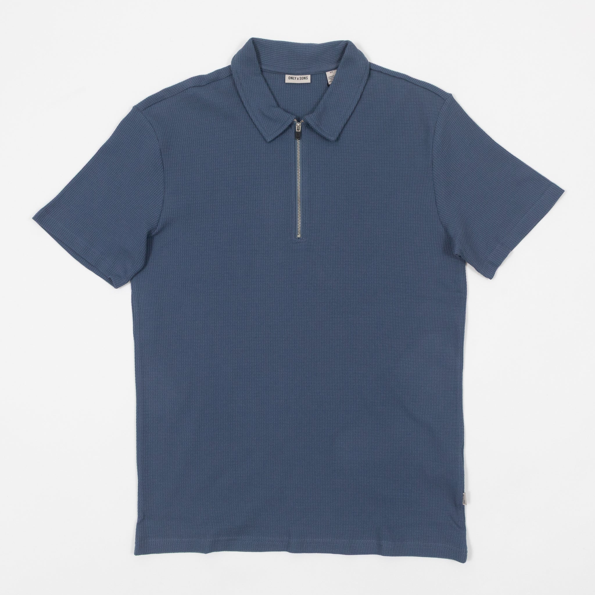 only and sons waffle knit polo shirt front view
