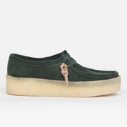 Womens CLARKS ORIGINALS Wallabee Cup Suede Shoes in DARK GREEN