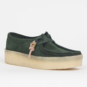Womens CLARKS ORIGINALS Wallabee Cup Suede Shoes in DARK GREEN