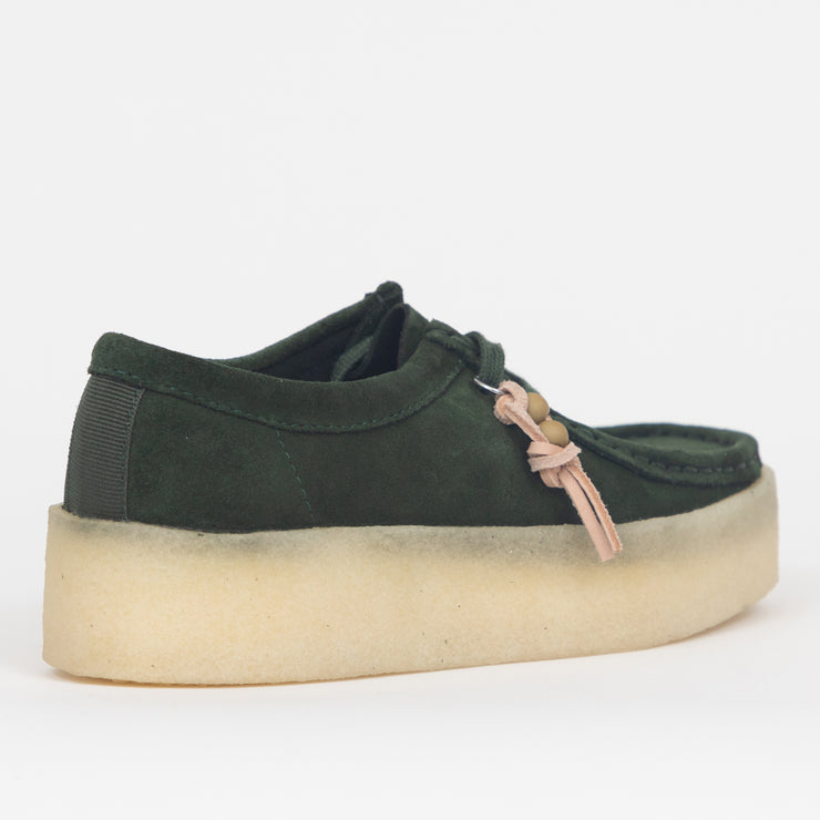 Womens CLARKS ORIGINALS Wallabee Cup Suede Shoes in DARK GREEN