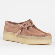 Womens CLARKS ORIGINALS Wallabee Cup Suede Shoes in PINK